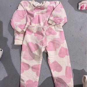 H&M pink hearts sweatshirt and leggings set